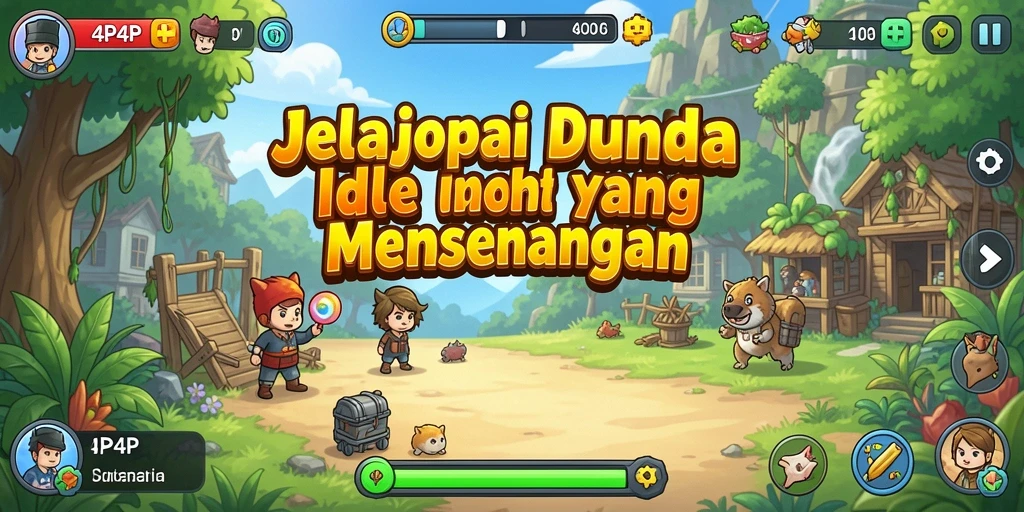 Tampilan gameplay 4P4P yang menarik dengan karakter Idle yang berkembang.
