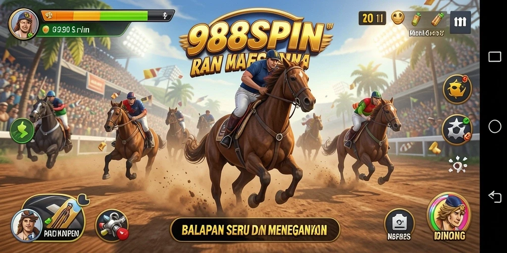 Screenshot dari gameplay seru 988SPIN yang menampilkan balapan mendebarkan.