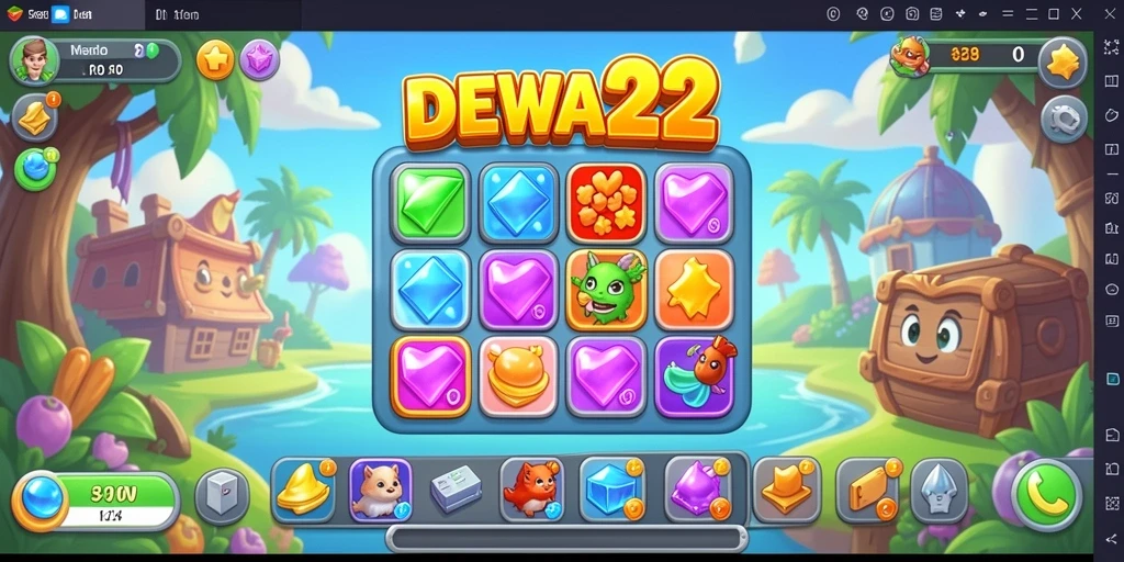 Tangkapan layar gameplay seru DEWA22 dalam aksi Match-3.