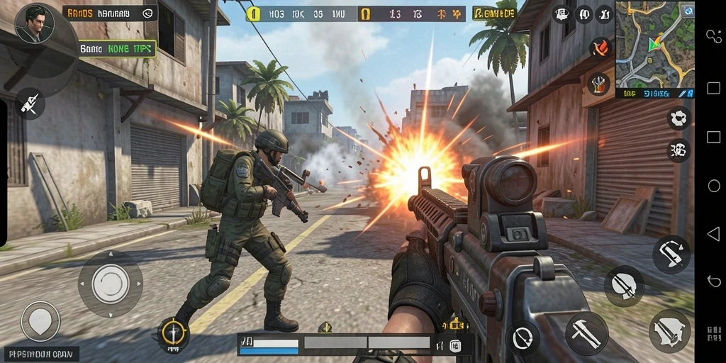 Tampilan gameplay H03 dengan aksi pertempuran yang mendebarkan.