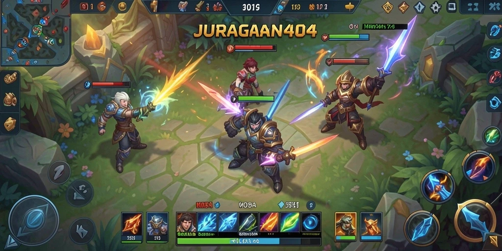 Screenshot gameplay JURAGAN404 menampilkan aksi pertarungan yang mendebarkan.