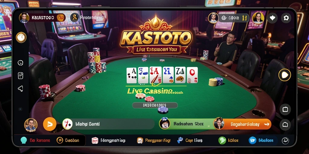 Tampilan gameplay KASTOTO dengan dealer langsung dan interaksi real-time.