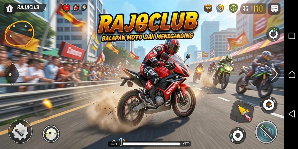 Tampilkan gameplay balapan motor yang seru di RAJACLUB.