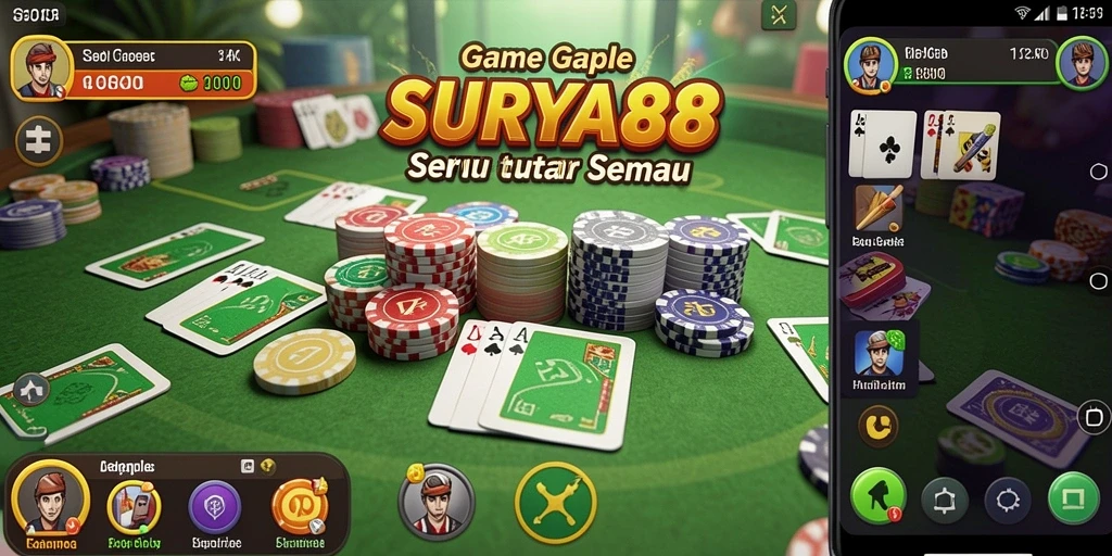 Tampilan menarik dalam permainan Gaple SURYA88 yang mendebarkan.